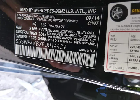 2015 Mercedes-Benz C 300 Sport 4Matic из США, поврежденный, VIN 55SWF4KBXFU014429